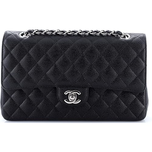 Chanel, Pre-Loved Classic Double Flap Bag Quilted Caviar Medium, Black