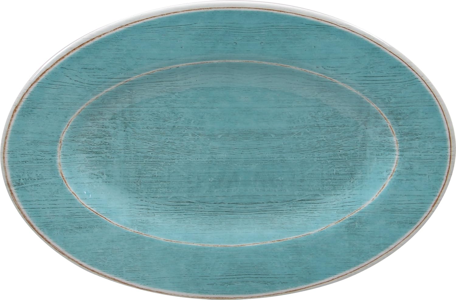 Carlisle FoodService Products Grove Resuable Plastic Oval Plate with Wide Rim for Home and Restaurant, Melamine, 12 x 8 Inches, Aqua