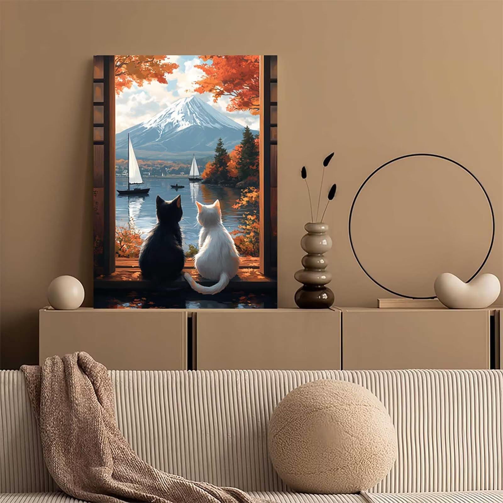 Diamond Painting Mount Fuji, 5D Diamond Painting Dorośli Żaglówka, DIY Dorośli DIY Zestaw Ścieg Krzyżowy, Obraz Diament Sztuka Rhinestony Haft Zestaw, Do Dekoracji Domu 90x120cm X-4380