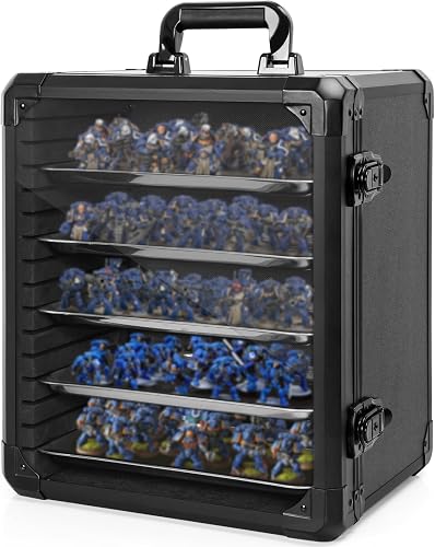 AKOZLIN Mallette de rangement miniature avec serrure, 5 compartiments magnétiques en métal et cadre en aluminium (M-33,5 x 25,6 x 38,6 cm) - 8
