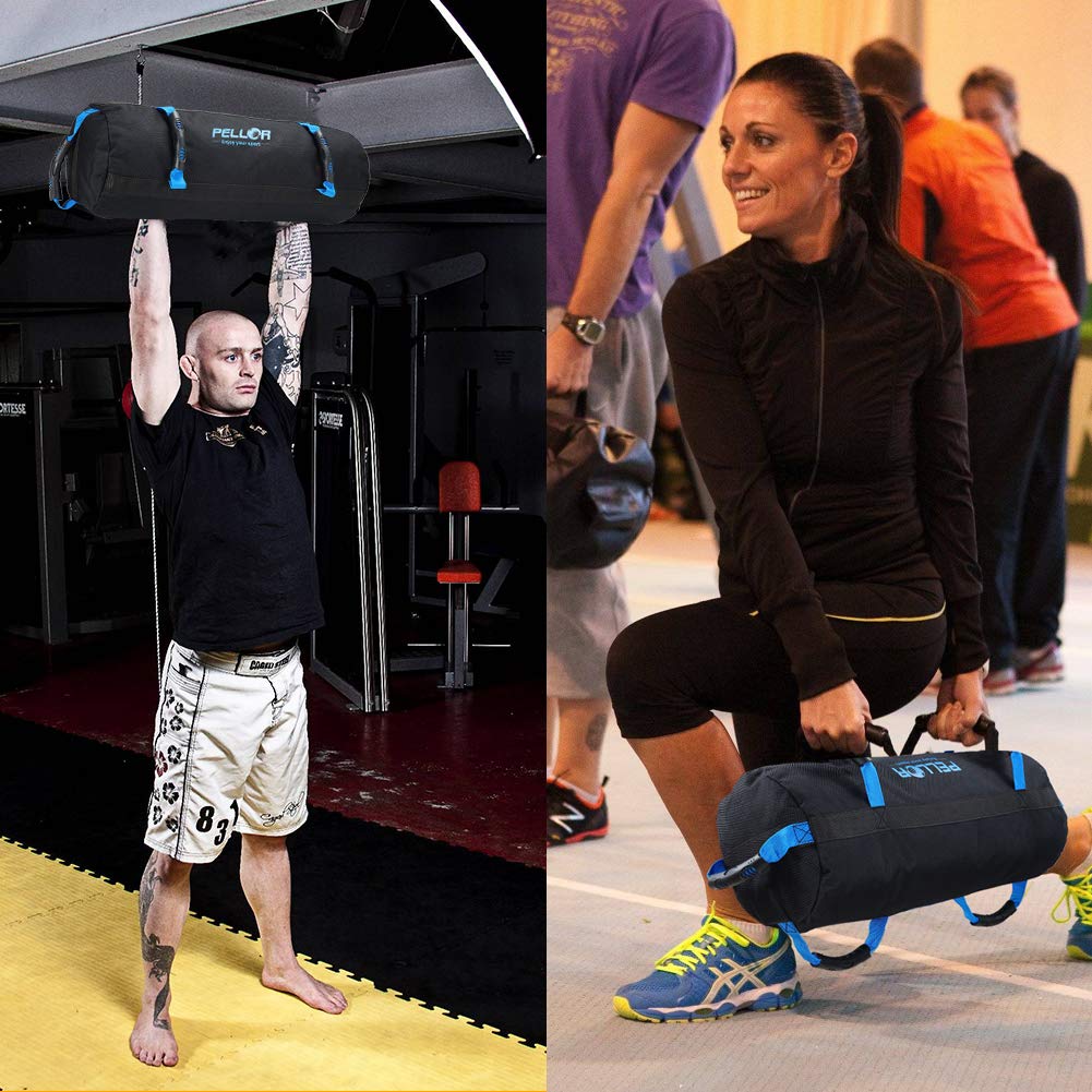 PELLOR Sandbag, Sacchetti di Sabbia Regolabili da 4.5-27kg, Power Bag Sacca per Pesi con Sacche Interne per Esercizi di Allenamento a intensità Funzionale