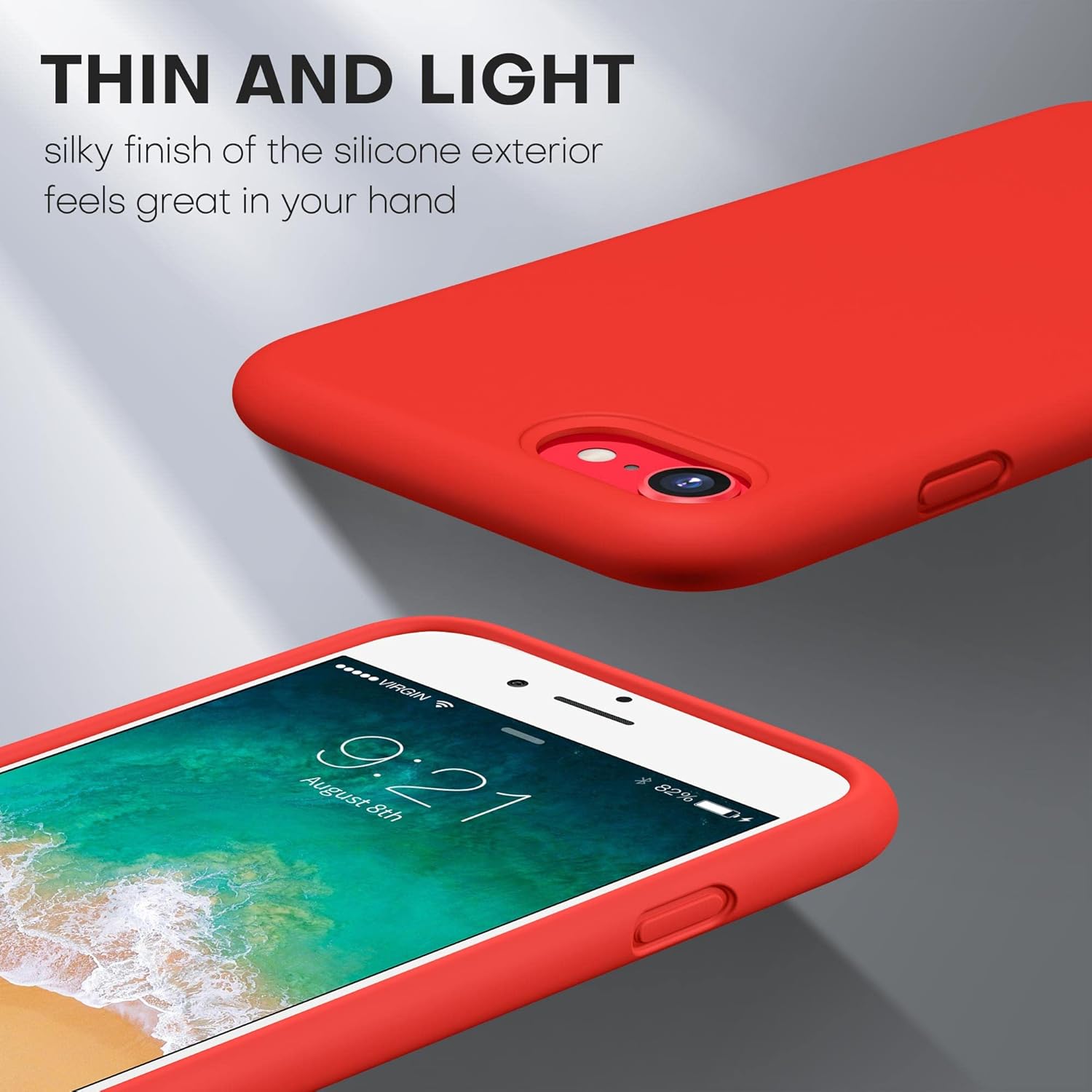 CellEver Heavy-Duty Silicone Case for iPhone SE 2022 (3rd Gen)/iPhone SE 2020 (2nd Gen)/iPhone 8/7 - Military Drop Protection, Elevated Screen & Camera Protection, Scratch-Free Interior, Bright Red - Image 3