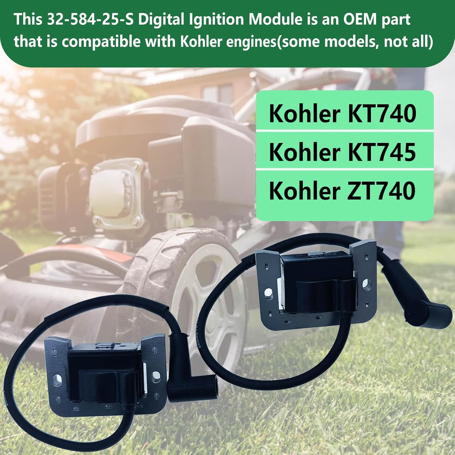 2Pcs Digital Ignition Module Fits for Kohler KT740 KT745 ZT740,Replace 32-584-25-S,32-584-09-S,32-584-24-S Ignition Coil