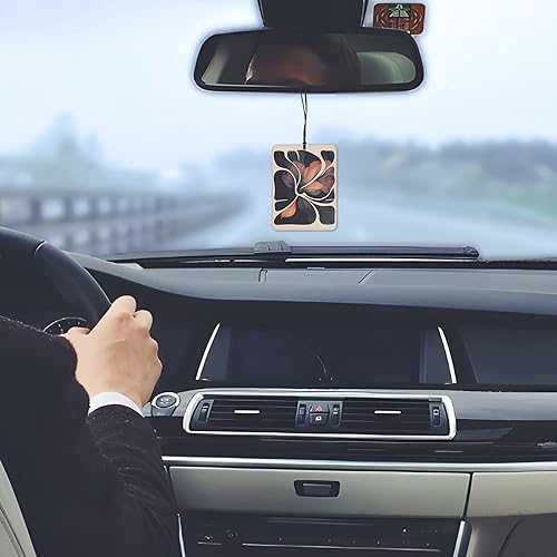 Miniatura 2 de Ambientador floral bohemio abstracto para automóvil, 4 piezas, aroma retro naranja y negro, aroma colgante de flores para mujeres y niñas, regalos