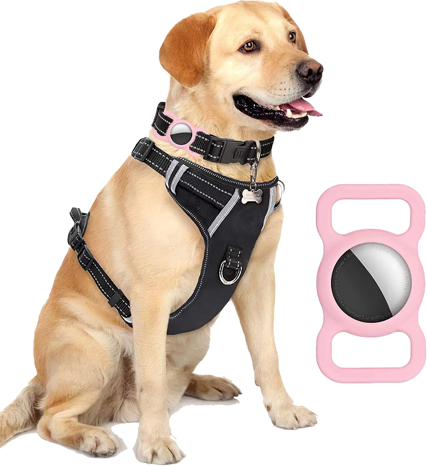 Fangsheng AirTag Dog Collar Pet AirTags Case Cover, Protective Case for Airtags Finder Scratch Pet Loop Holder for Apple AirTag (Pink),…