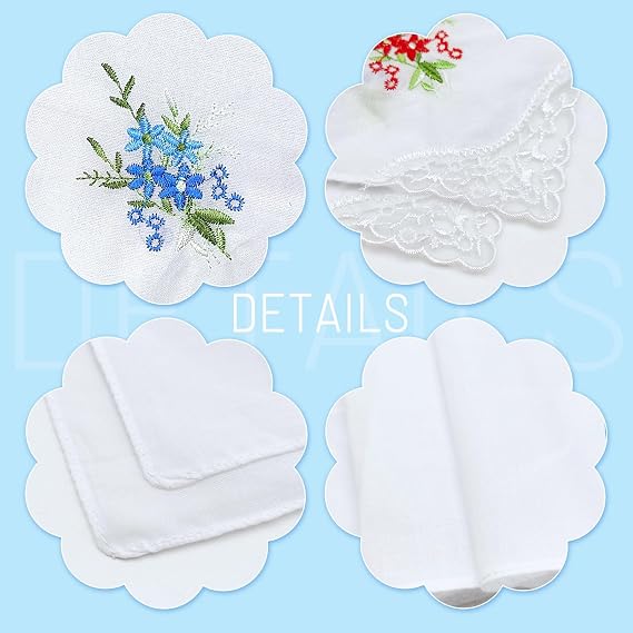 Set Da 9 Fazzoletti In Cotone Con Pizzo E Ricamo Floreale: Eleganza Vintage Per Donna, 28x28 Cm - 5