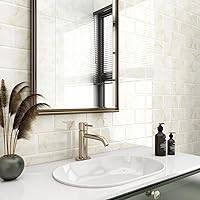 Vista 4 de FunStick Marble Subway Tile Peel and Stick Backsplash for Kitchen 12"x12" White Gold Stick on Back Splashes for Kitchens Peel and Stick Wall Tiles