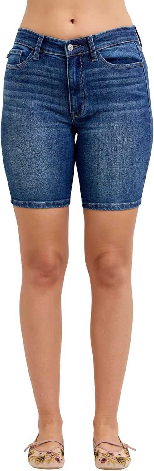 Judy Blue Mid Rise Dark Wash Bermuda Shorts