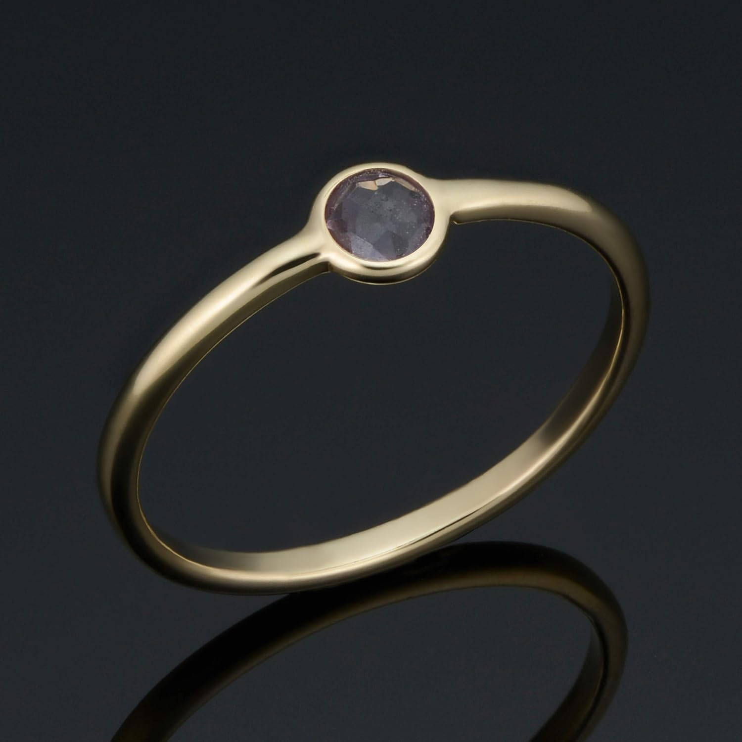 Kooljewelry 14k Yellow Gold Genuine Amethyst or Blue Topaz Ring Minimalist Jewelry For Women - Image 2