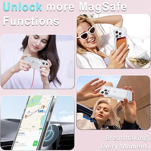 Miniatura 3 de Funda MagSafe compatible con iPhone 15 Pro Max para mujeres y niñas, funda magnética de mármol de lujo con ópalo perlado para iPhone 15 Pro Max 1
