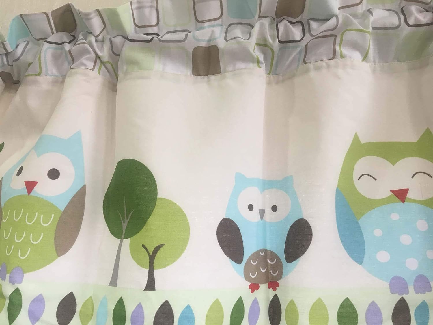 Green Owl Nursery Window Valance 1 PC Baby Room Decorative Window Valance for Baby Boy Baby Girl Gift Idea (Green Owl)