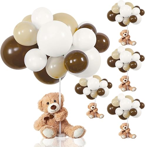 Miniatura 7 de Meooeck Kit de globos aerostáticos de oso de 191 piezas, decoración de oso para baby shower, kit de globos, 5 piezas de oso de peluche con 180