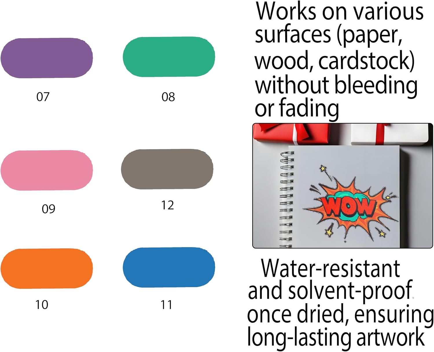 6 Dark Color Acrylic Gel Pens 1.0 Fine Tip Muticolor Marker Drawing Art Markers For Black Paper, Rock Painting, Notebook Writing, Adult Coloring Books, Black Paper Drawing, Card Making image 4