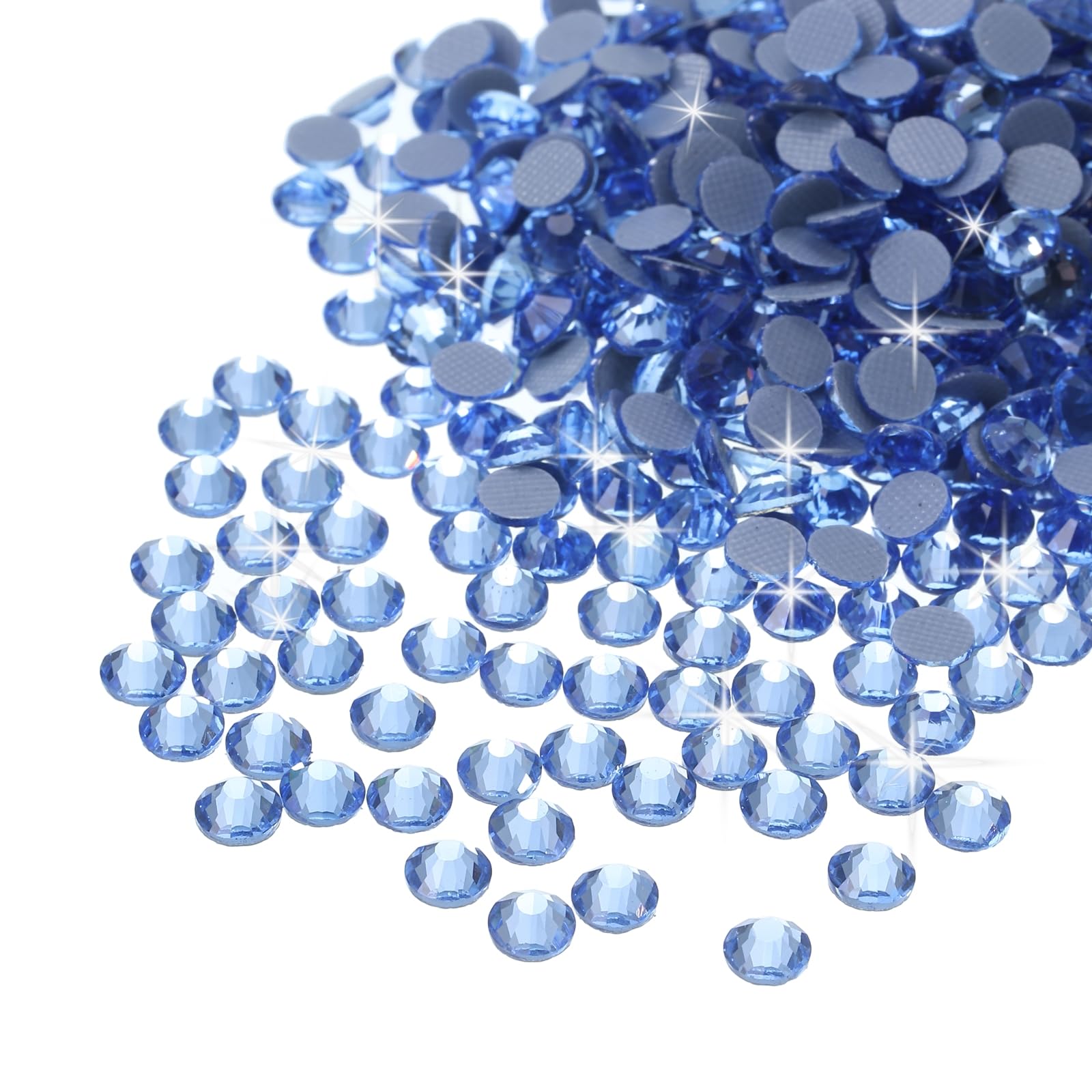 sourcing map 1440 Pcs Hotfix Rhinestones Flatback Crystal Glass Gems for Crafts Clothes DIY Decoration(SS16 4mm, Light Blue)