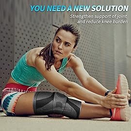 NEENCA Professional Knee Brace for Pain Relief, Medical Knee Compression Sleeve, Knee Support with Horizontal Knit Tech for Meniscus Tear, ACL, Arthritis, Joint Pain, Runner, Workout- FSA/HSA APPROVED