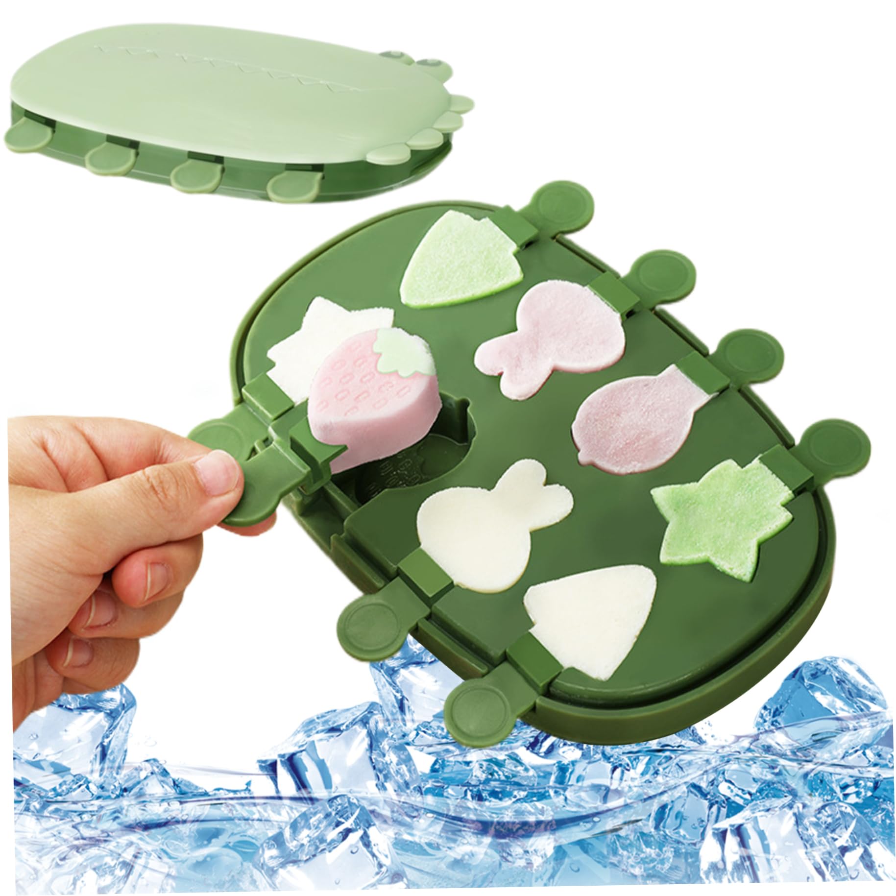 Sjfbebsy Popsicle Molds with Sticks 8 Cavity Silicone Popsicle Molds BPA Free Ice Mold Cute Cartoon Animal Flower Design Reusable DIY Baby Easy Release - Ice Cream