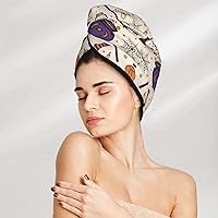 Vista 7 de UNIOND Magic Witch - Toalla de secado de pelo con diseño bohemio, de secado rápido, absorbente, terciopelo coral, gorra de pelo seco con botón fijo
