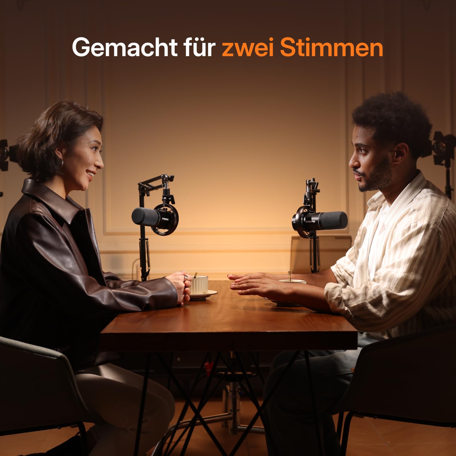 MAONO PD200W Hybrid Wireless Podcast Mikrofon für PC, XLR-USB-Dynamische Mikrofon-Set mit Arm, Software, Geräuschunterdrückung, für Aufnahmen, Streaming, Inhaltserstellung, Heimstudio, Voiceover