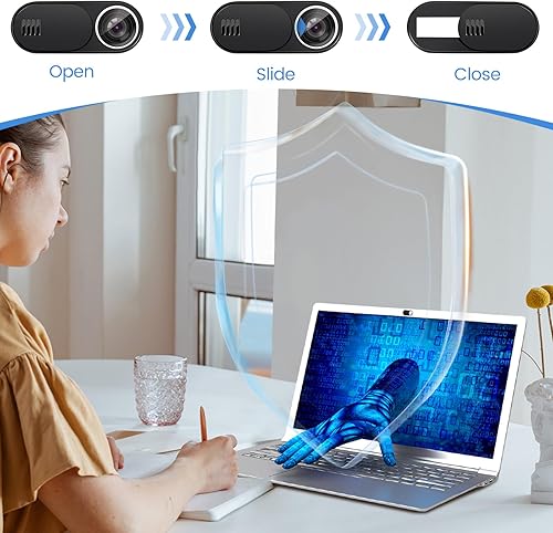 Miniatura 3 de Cubierta deslizante para cámara de portátil Toojcc, 3 grandes + 3 pequeñas, cubierta ultradelgada para cámara web para portátil, ordenador, tableta