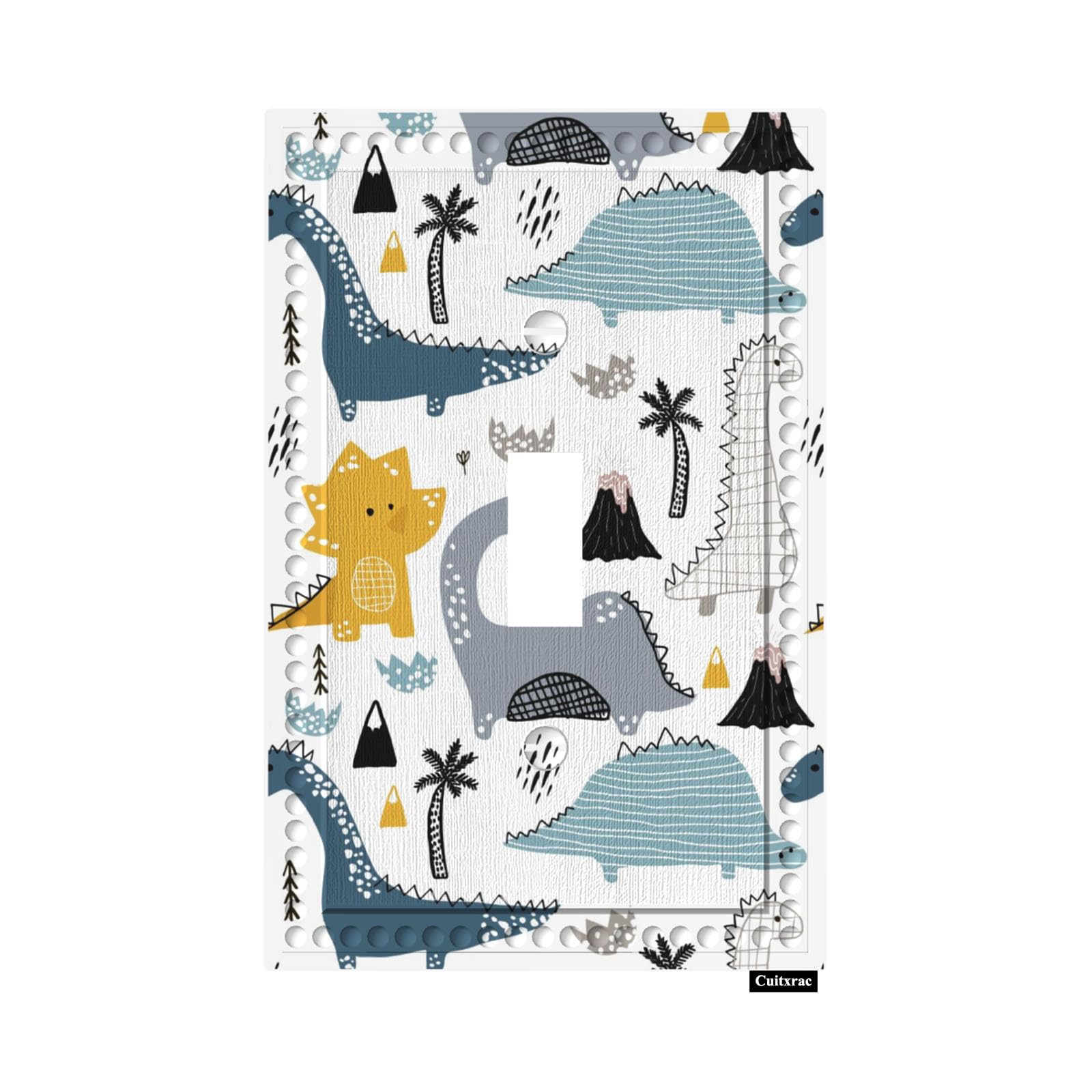 Cuitxrac Cartoon Dino Animal 1 Gang Light Switch Cover Colorful Dinosaurs Single Toggle Wall Plate Decorative Switchplate Home Decor for Kitchen Bathroom