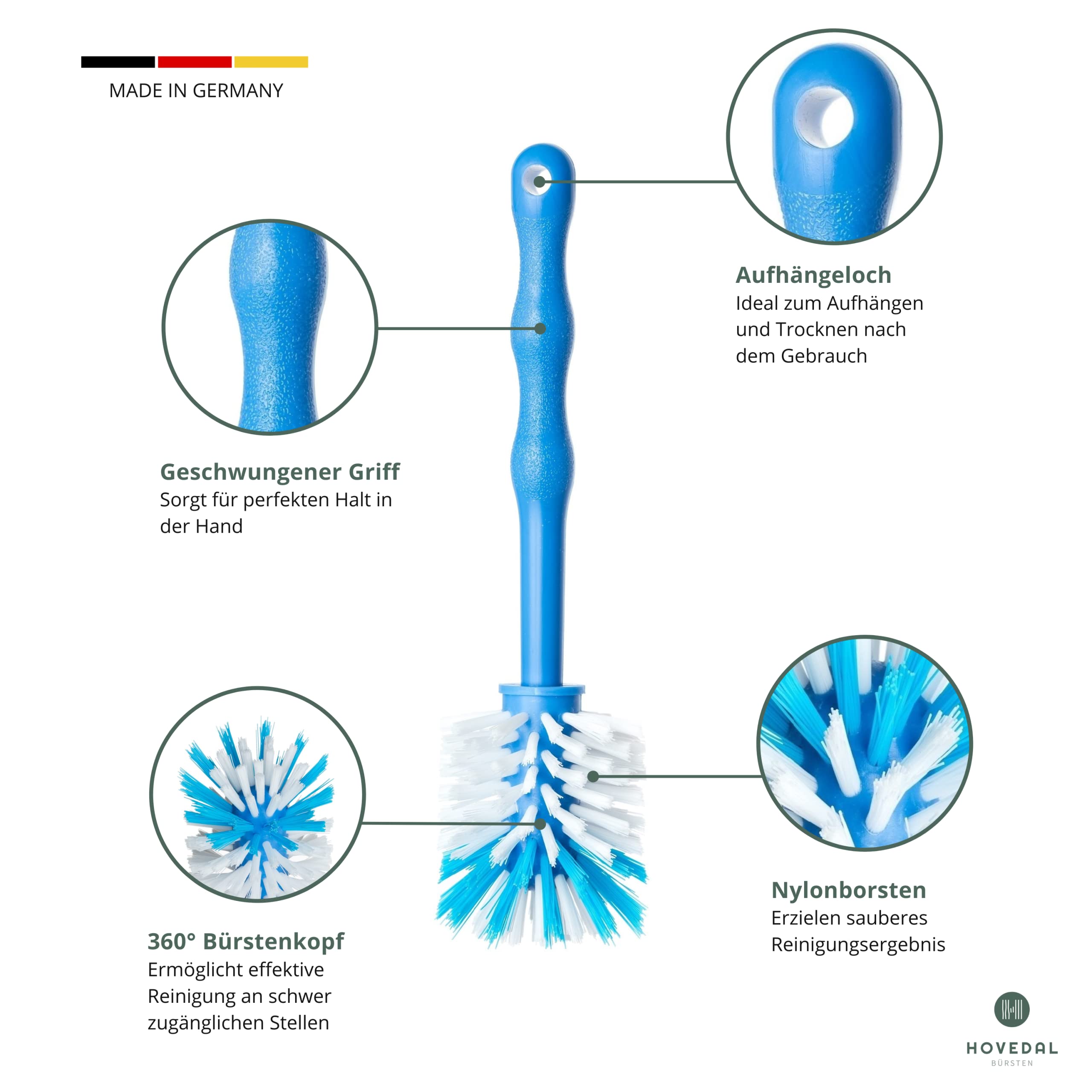 6 Blaue Strohbürsten + 1 Tassenbürste Aus Nylon ? Produktbild-Vorschau 3
