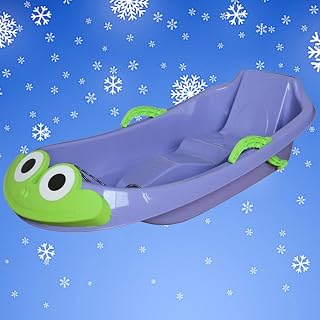 Winter Downhill Snow Sled for Kids & Adults – Plastic Ski Board for Snow, Sand, Grass & Ice, Portable Skiing Board