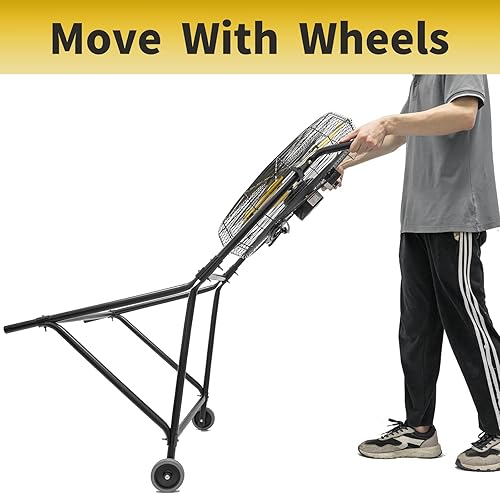 Miniatura 8 de HiCFM 7900 CFM Ventilador de pie inclinable de 24 pulgadas con rodamiento de bolas, potente motor de 25 HP, cable de 9 pies, inclinación de 180