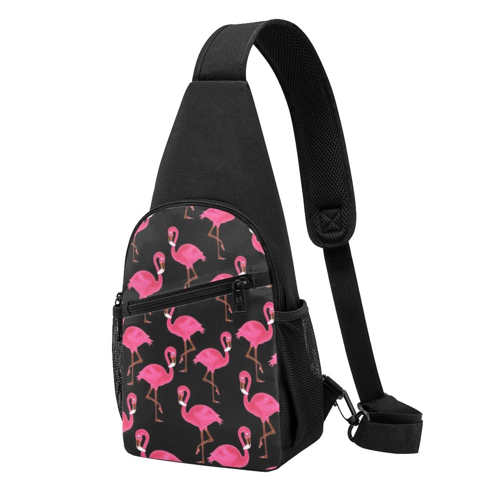 Lovely Pink Flamingos Sling Bag Chest Bag for Men Women, Casual Sling Shoulder Backpack Crossbody Bag, Left Or Right Shoulder Daypack — image 1