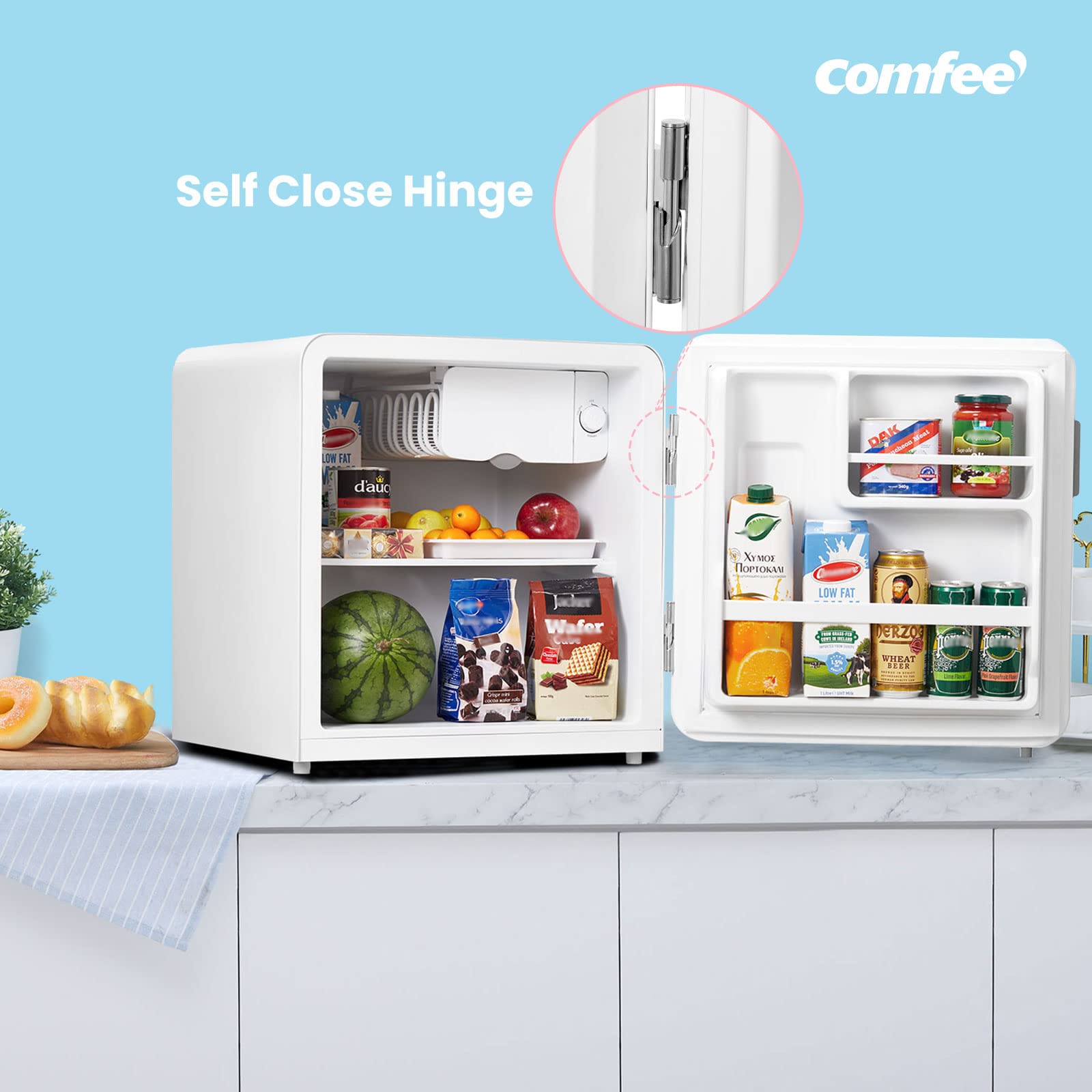 Buy COMFEE' RCD50WH1RT(E) Mini Fridge, 47L Small Fridge, Retro Table