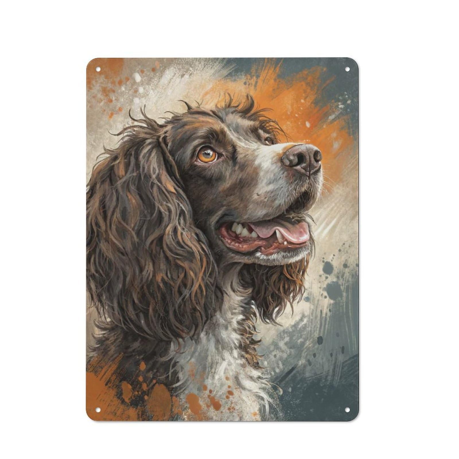 Junmoney Style-3 For Garden Room Or Summerhouse, Springer Spaniel Portrait Retro Metal Sign 40X30cm, For Vintage Wall Decor Fans, For Metal Sign Collectors