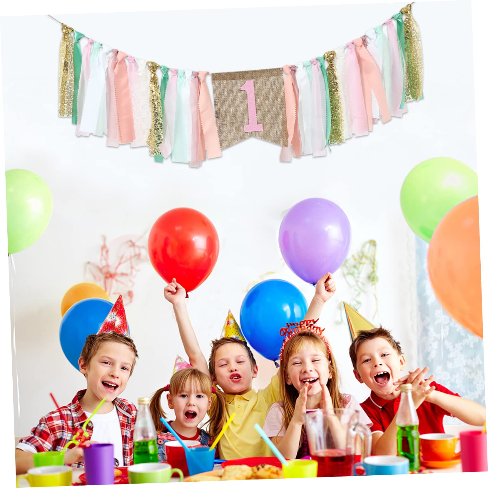 TOYANDONA 4 Piezas De Tela De Cumpleaños Niño Trona Fiesta Banner Silla Banner Foto Ornamento Pancartas De Cumpleaños Trona para Tronas Primer Cumpleaños Banner Foto Banner
