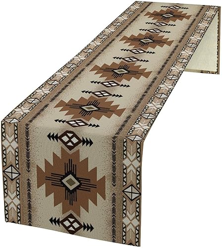Miniatura 2 de Camino de mesa Southwest Boho, vintage, bohemio, nativo americano, tribal, geométrico, para cocina, café, 36 x 13 pulgadas