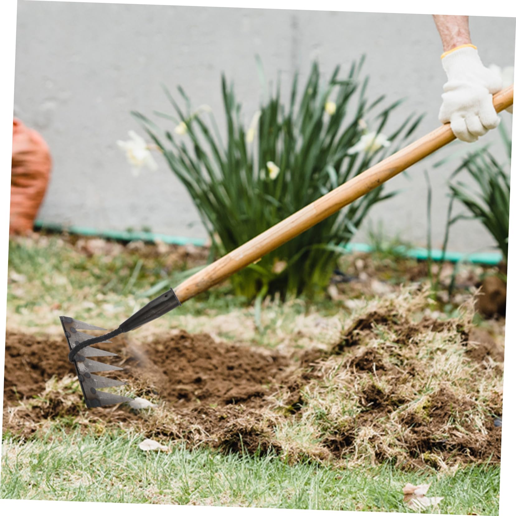 TOYANDONA Gartenrechen Aus Kohlenstoffstahl Handrechen Für Bodenbearbeitung Unkrautbekämpfung Und Rasennivellierung Robustes Für Gartenarbeit