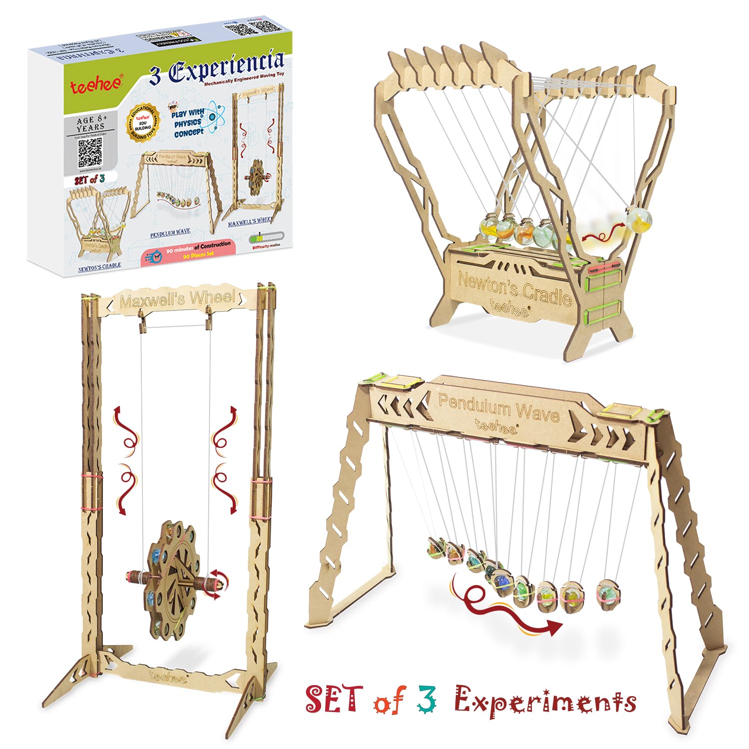 teehee® 3 Experencia DIY STEM Kit Fun Toy Kid Physics Experiment & Science Toys for Kids Birthday Gifts for Boys & Girls Age 8 10 12 Years Plus Made in India