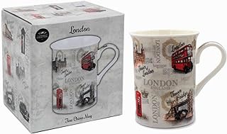 The Leonardo Collection Vintage London Mug for Hot Drinks | Fine China Printed Coffee Cups for Kitchen & Home | Reusable Tea and Coffee Mugs for Every Occasion & All Type of Drinks