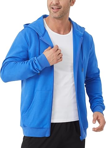 Idtswch Mens Tall Lightweight Hoodies Zip Up Sweatshirt Slim Fit Jacket