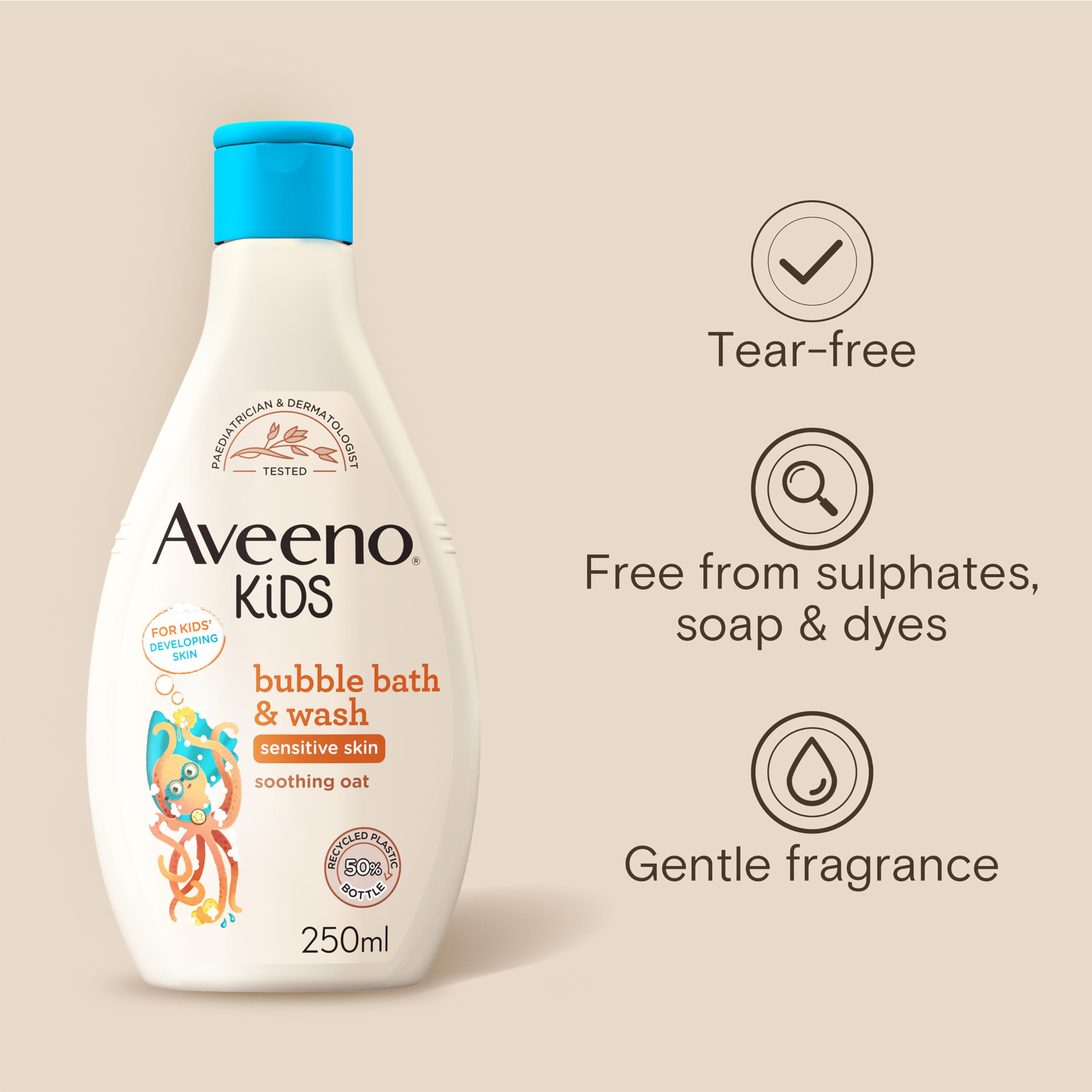 Aveeno Baby KIDS Bubble Bath & Wash 250ml | Enriched with Soothing Oat Extract | Foam Body Wash Developed for Your Little Superhero | Childrens Toiletries Sets — view 6