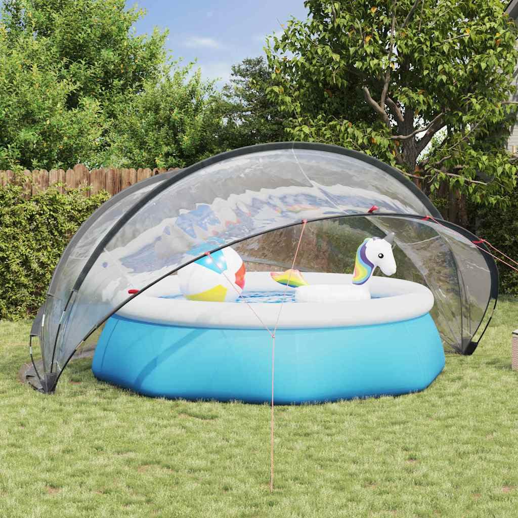 vidaXL Dôme de Piscine Transparent 472 x 460 x 229 cm PVC, Jardin et terrasse, dôme Moderne extérieur, auvent Anti-UV, Couverture de Piscine Pliable, Protection pour l'été