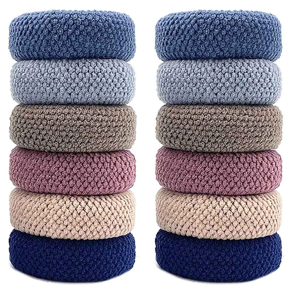 SOWUGI Hair Ties Thick Hair Bands Seamless Thick Hairbands Ponytail Holders Simply No Slip No Break 12PCS