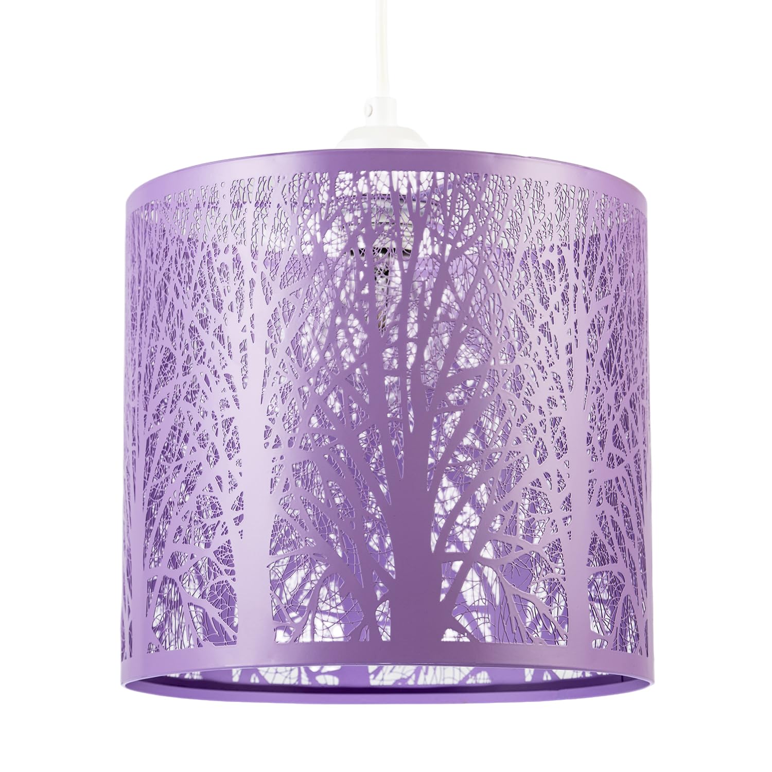 Happy Homewares Lavender/Lilac Unique And Beautiful Metal Forest Design Pendant Shade