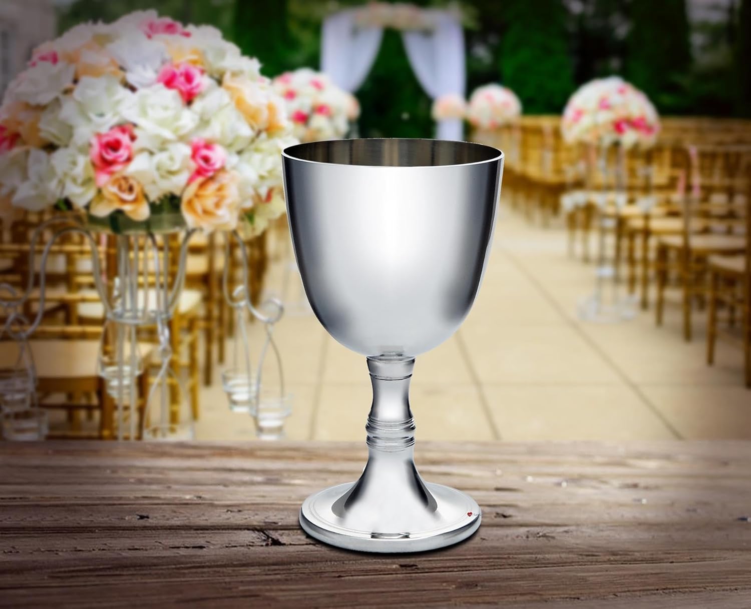 I LUV LTD White Wine Pewter Goblet 300ml Bright Polished Finish Both Inside and out with Feature Touchmark Perfect for Engraving