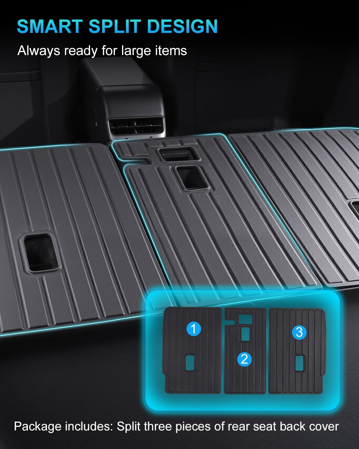 2nd Row Seatback Protector Compatible with Tesla Model Y Juniper 2025-2026 5 Seat Back Seat Cover Mat All Weather Cargo Liner Accessories | Custom Fit Trunk Protection (2PCS Backrest Protector)