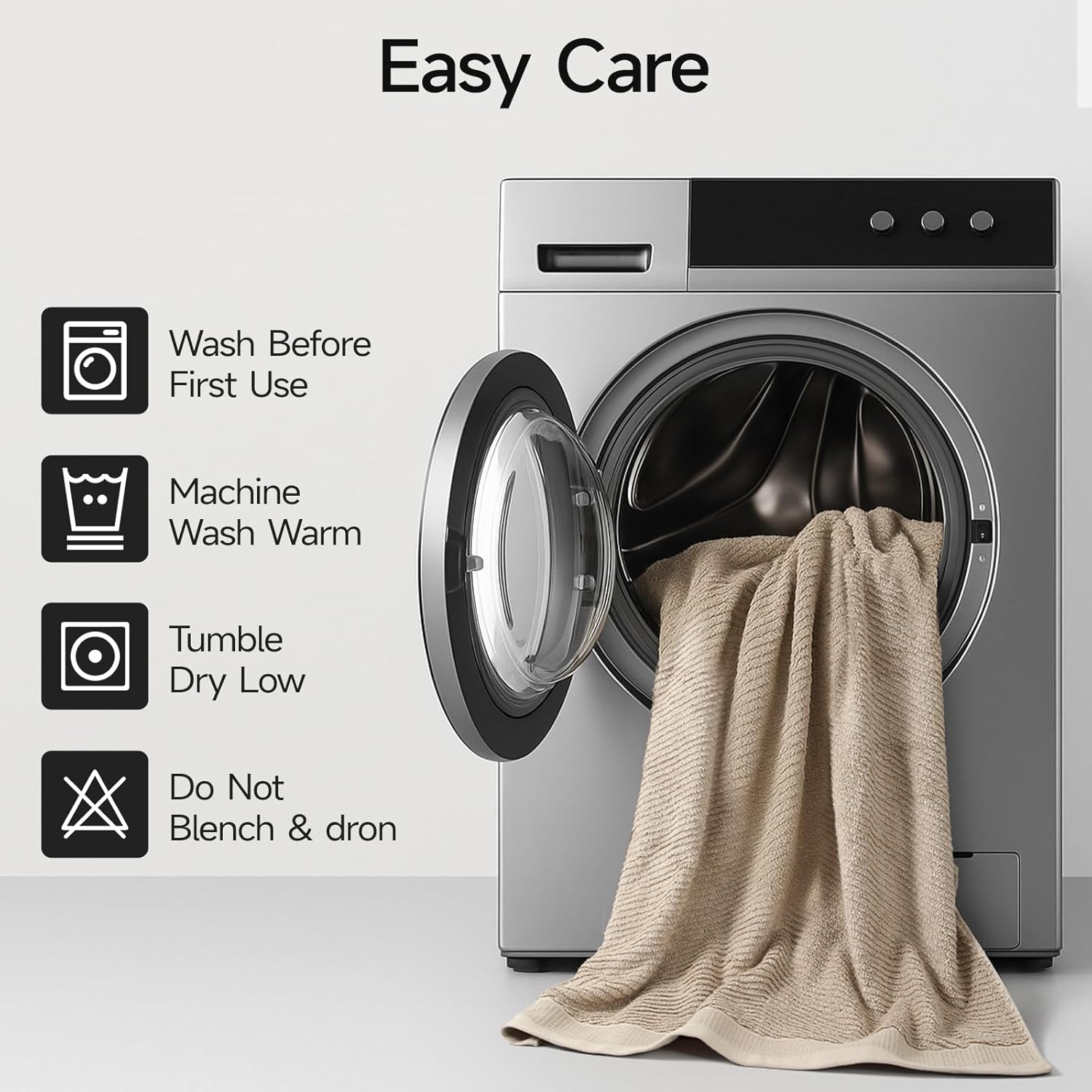 REDKISS 8-Piece Premium Towel Set, 2 Bath Towels, 2 Hand Towels, 4 Washcloths, 100% Cotton, Quick Dry, Highly Absorbent Towels for Bathroom, Gym, Hotel, Spa, Dark Coffee - Image 6