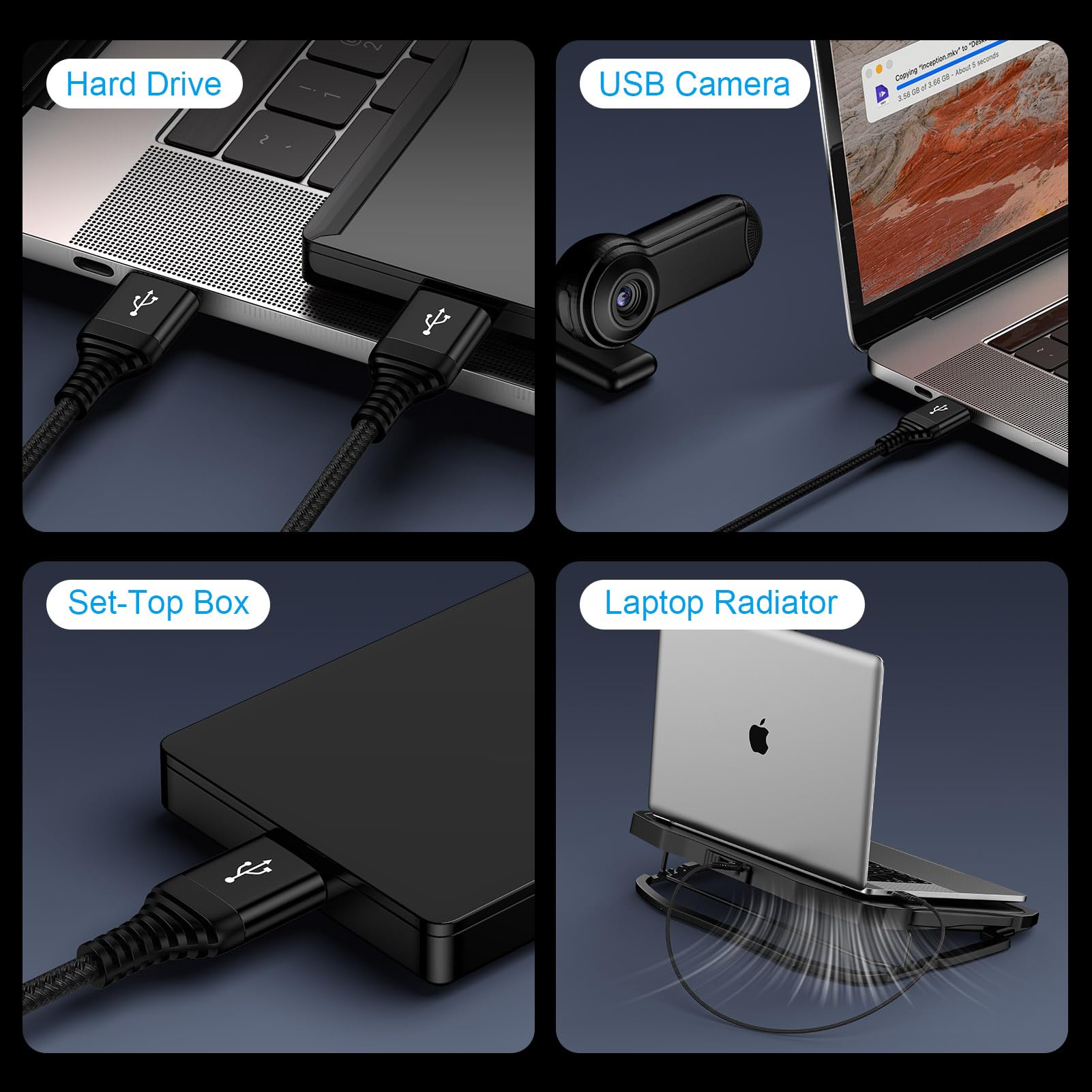 Cavo da USB a USB, cavo USB 3.0 ad alta velocità, da maschio a maschio, cavo da USB A a USBA, cavo di trasferimento dati su entrambi i lati da tipo A ad A, per hard driver esterni, dispositivo di