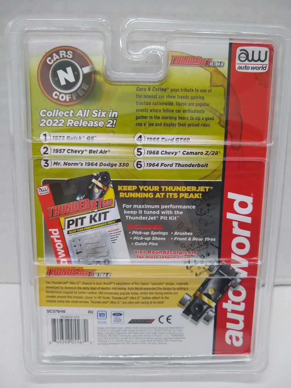 Auto World SC379-3A Cars N Coffee Mr. Norm's 1964 Dodge 330 HO Scale Electric Slot Car - Red