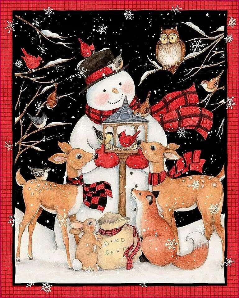 Kits de arte de diamantes para adultos, juego de arte de diamantes de muñeco de nieve, pintura de puntos de diamantes, manualidades con piedras