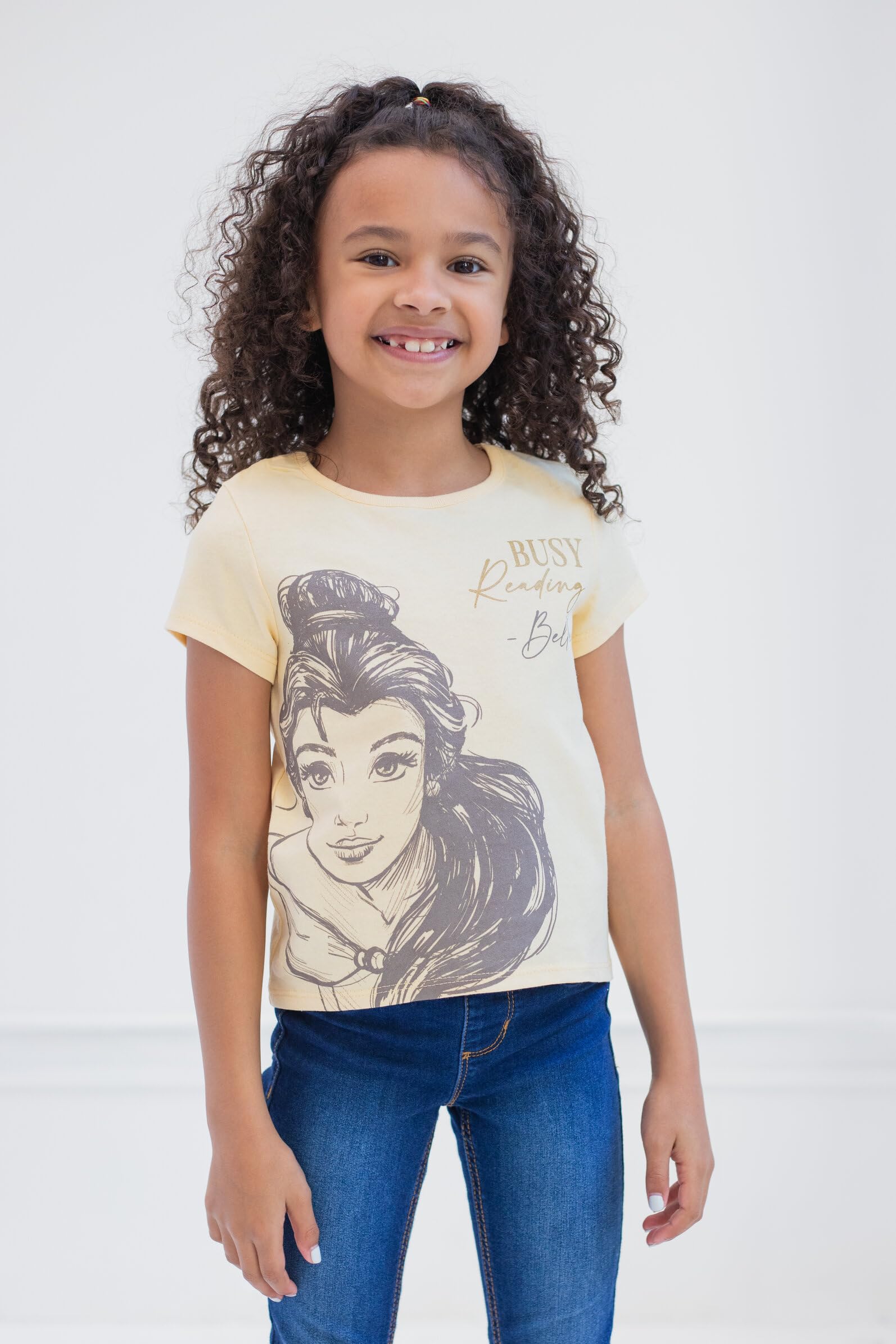 Disney Prinzessin Ariel Tiana Rapunzel Mädchen-T-Shirt, 3er-Pack, modische Grafik, für Jungen und Mädchen, groß