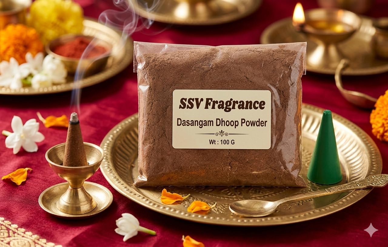 Original Dasangam Dhoop Powder with Cone Maker | Natural Herbal Non-Charcoal Powder 10 Sacred Herbs | Pure Traditional Pooja Dhoopam for Worship, Havan, Fragrance, Positive Energy (100 Grams)-image-37