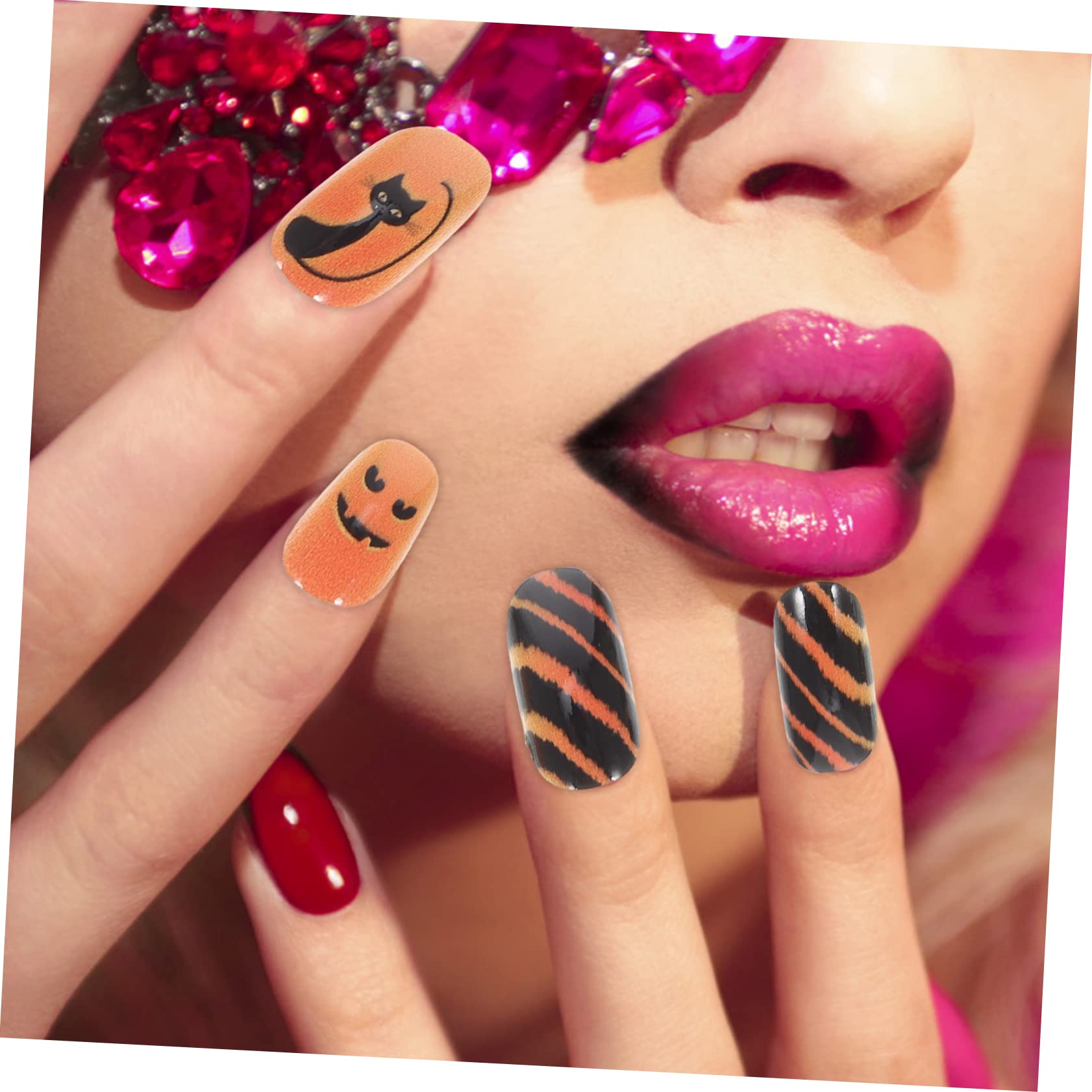 Beavorty 384 Piezas Pieza De Uñas Puntas De Uñas De Halloween Bricolaje Uñas Falsas Palos De Muestra De Uñas Postizas Uñas Postizas Largas Cobertura Completa Bolsa De Fiesta Acrílico Niño