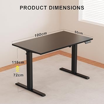 WALKINGDESK ONE PIECE Electric Standing Desk, 100 x 60 cm, Black